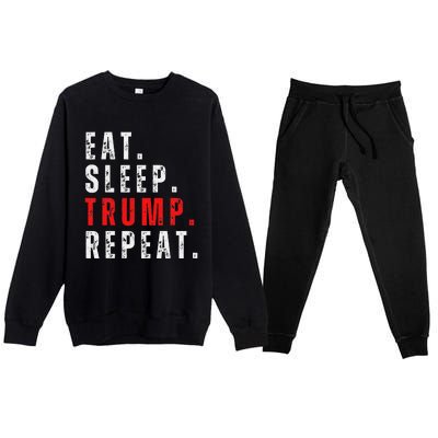 Eat Sleep Trump Repeat For President Trump 2024 Reelection Premium Crewneck Sweatsuit Set