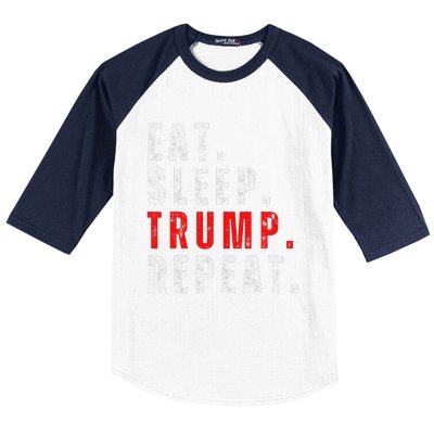 Eat Sleep Trump Repeat For President Trump 2024 Reelection Baseball Sleeve Shirt