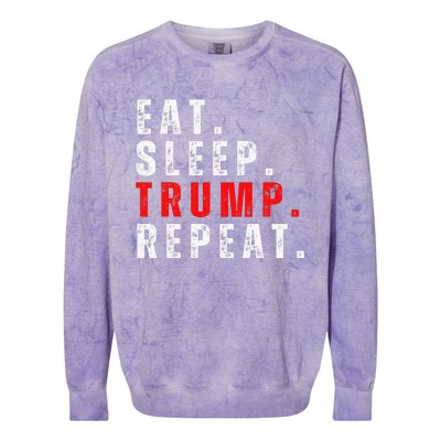 Eat Sleep Trump Repeat For President Trump 2024 Reelection  Colorblast Crewneck Sweatshirt