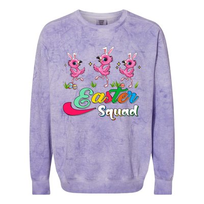 Easter Squad Three Cute Bunnies Flamingos Chocolate Eggs Funny Gift Colorblast Crewneck Sweatshirt