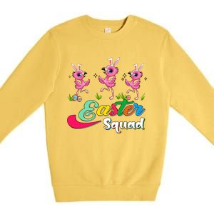 Easter Squad Three Cute Bunnies Flamingos Chocolate Eggs Funny Gift Premium Crewneck Sweatshirt