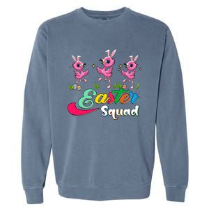 Easter Squad Three Cute Bunnies Flamingos Chocolate Eggs Funny Gift Garment-Dyed Sweatshirt