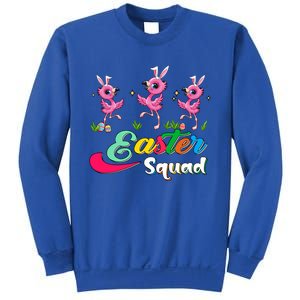 Easter Squad Three Cute Bunnies Flamingos Chocolate Eggs Funny Gift Sweatshirt