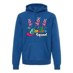 Easter Squad Three Cute Bunnies Flamingos Chocolate Eggs Funny Gift Premium Hoodie