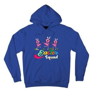 Easter Squad Three Cute Bunnies Flamingos Chocolate Eggs Funny Gift Tall Hoodie