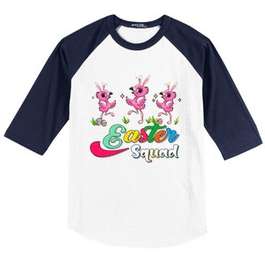 Easter Squad Three Cute Bunnies Flamingos Chocolate Eggs Funny Gift Baseball Sleeve Shirt