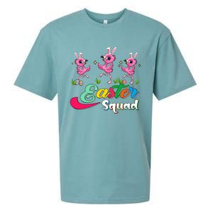 Easter Squad Three Cute Bunnies Flamingos Chocolate Eggs Funny Gift Sueded Cloud Jersey T-Shirt