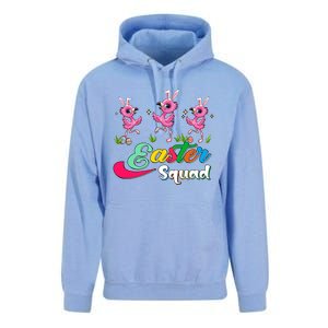 Easter Squad Three Cute Bunnies Flamingos Chocolate Eggs Funny Gift Unisex Surf Hoodie