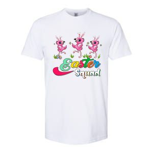 Easter Squad Three Cute Bunnies Flamingos Chocolate Eggs Funny Gift Softstyle CVC T-Shirt