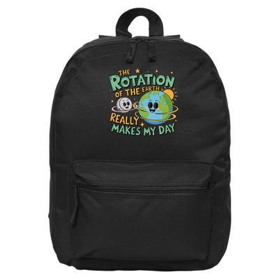 Earth Science Teacher Planet Earth Rotation Funny Space 16 in Basic Backpack