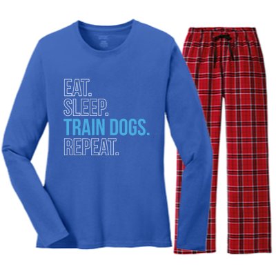 Eat Sleep Train Dogs Repeat Dog Trainer Gift Women's Long Sleeve Flannel Pajama Set 