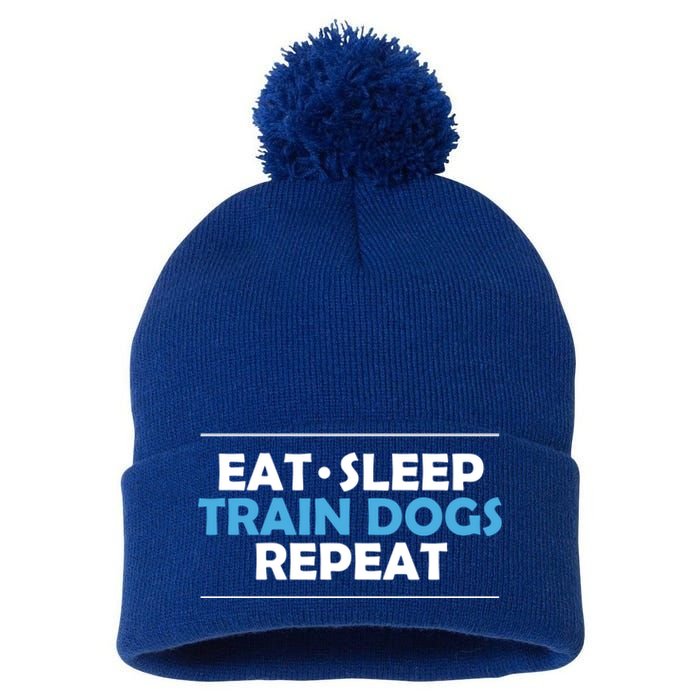 Eat Sleep Train Dogs Repeat Dog Trainer Gift Pom Pom 12in Knit Beanie