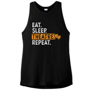 Eat Sleep Theatre Repeat Theater Ladies PosiCharge Tri-Blend Wicking Tank