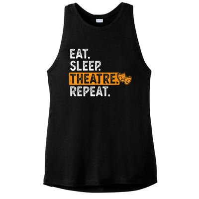 Eat Sleep Theatre Repeat Theater Ladies PosiCharge Tri-Blend Wicking Tank