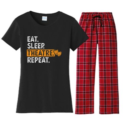 Eat Sleep Theatre Repeat Theater Women's Flannel Pajama Set