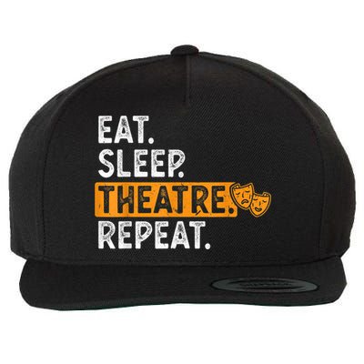 Eat Sleep Theatre Repeat Theater Wool Snapback Cap