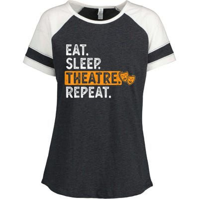 Eat Sleep Theatre Repeat Theater Enza Ladies Jersey Colorblock Tee