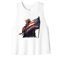 Election Support Trump 2024 And 4th Of July President Women's Racerback Cropped Tank