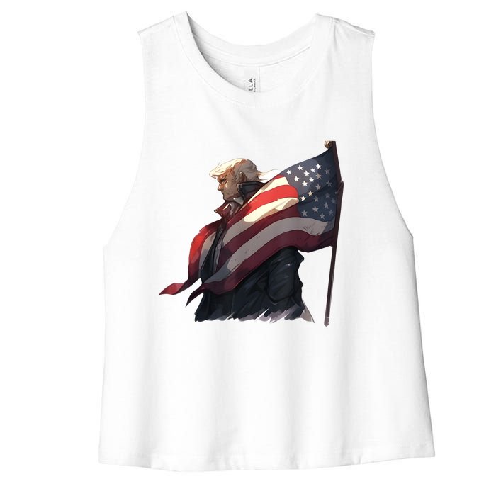 Election Support Trump 2024 And 4th Of July President Women's Racerback Cropped Tank