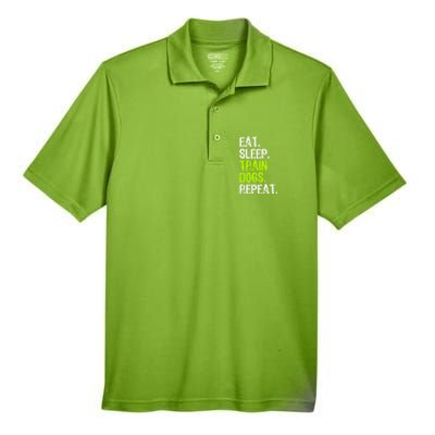 Eat Sleep Train Dogs Trainer Training Funny Meaningful Gift Men's Origin Performance Pique Polo