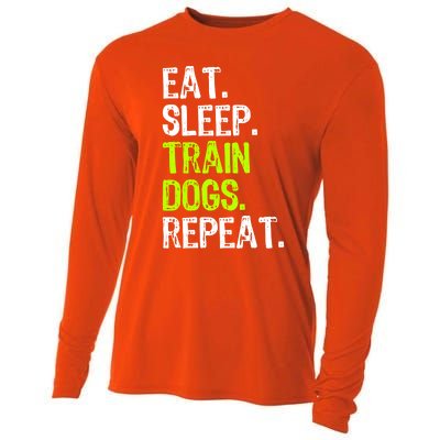 Eat Sleep Train Dogs Trainer Training Funny Meaningful Gift Cooling Performance Long Sleeve Crew