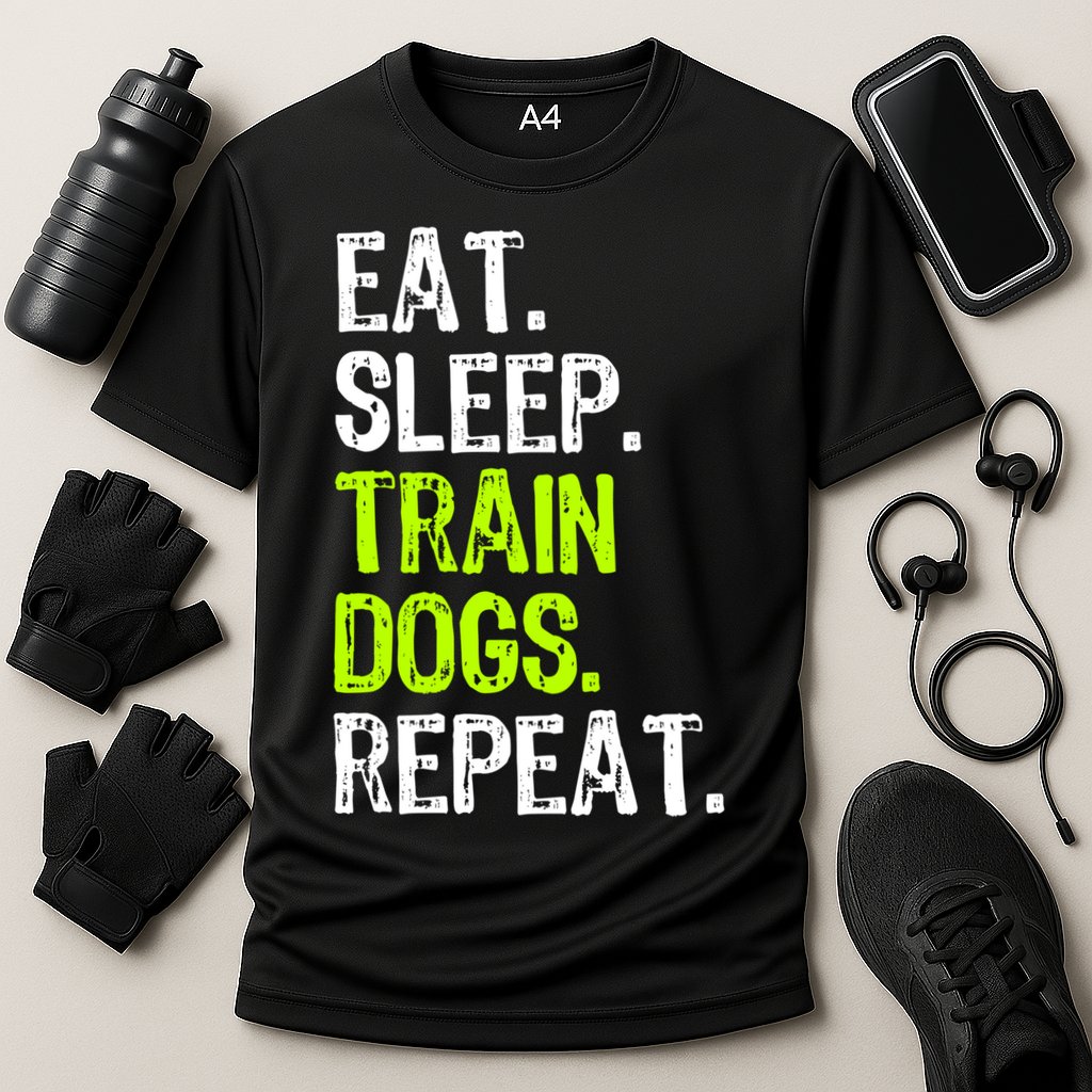 Eat Sleep Train Dogs Trainer Training Funny Meaningful Gift Cooling Performance Crew T-Shirt