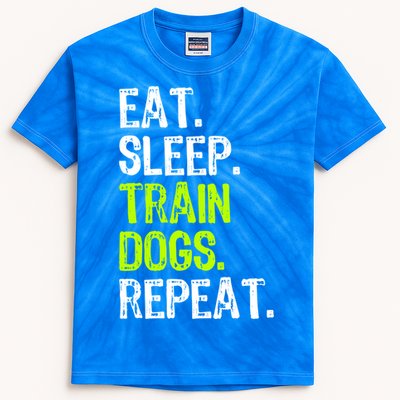 Eat Sleep Train Dogs Trainer Training Funny Meaningful Gift Kids Tie-Dye T-Shirt