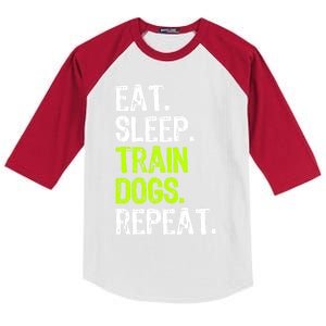 Eat Sleep Train Dogs Trainer Training Funny Meaningful Gift Kids Colorblock Raglan Jersey