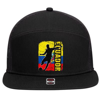 Ecuadorian Soccer Team Ecuador Flag Jersey Football Fans 7 Panel Mesh Trucker Snapback Hat