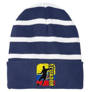 Ecuadorian Soccer Team Ecuador Flag Jersey Football Fans Striped Beanie with Solid Band