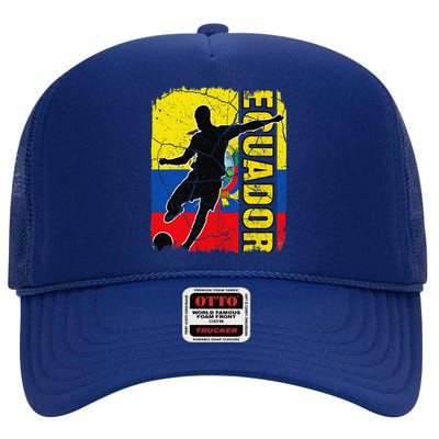 Ecuadorian Soccer Team Ecuador Flag Jersey Football Fans High Crown Mesh Back Trucker Hat