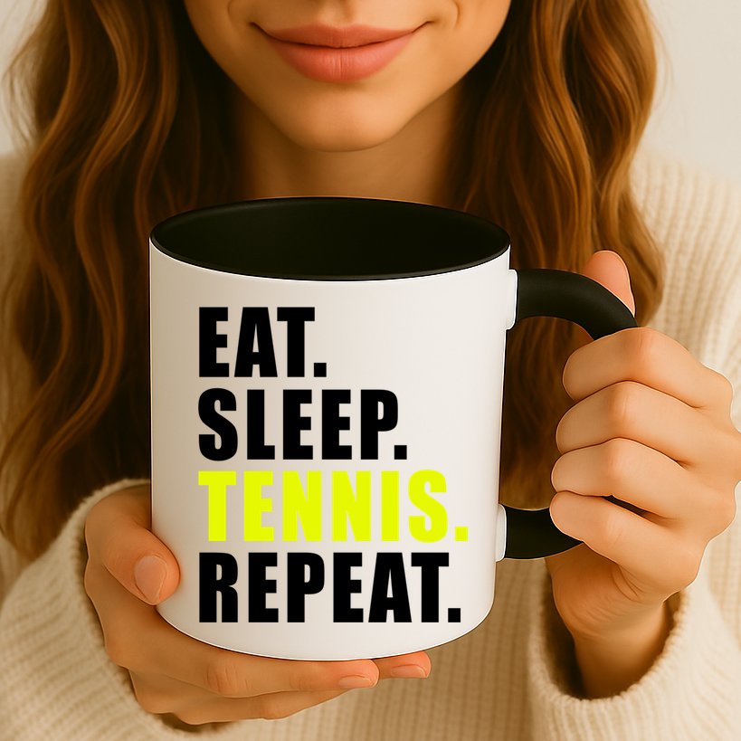 Eat Sleep Tennis Repeat Ball Sport Gift Mug