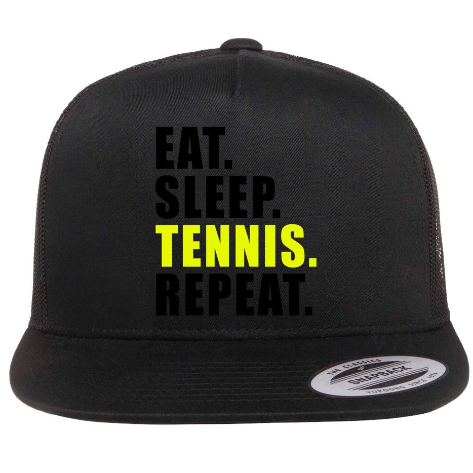 Eat Sleep Tennis Repeat Ball Sport Gift Flat Bill Trucker Hat