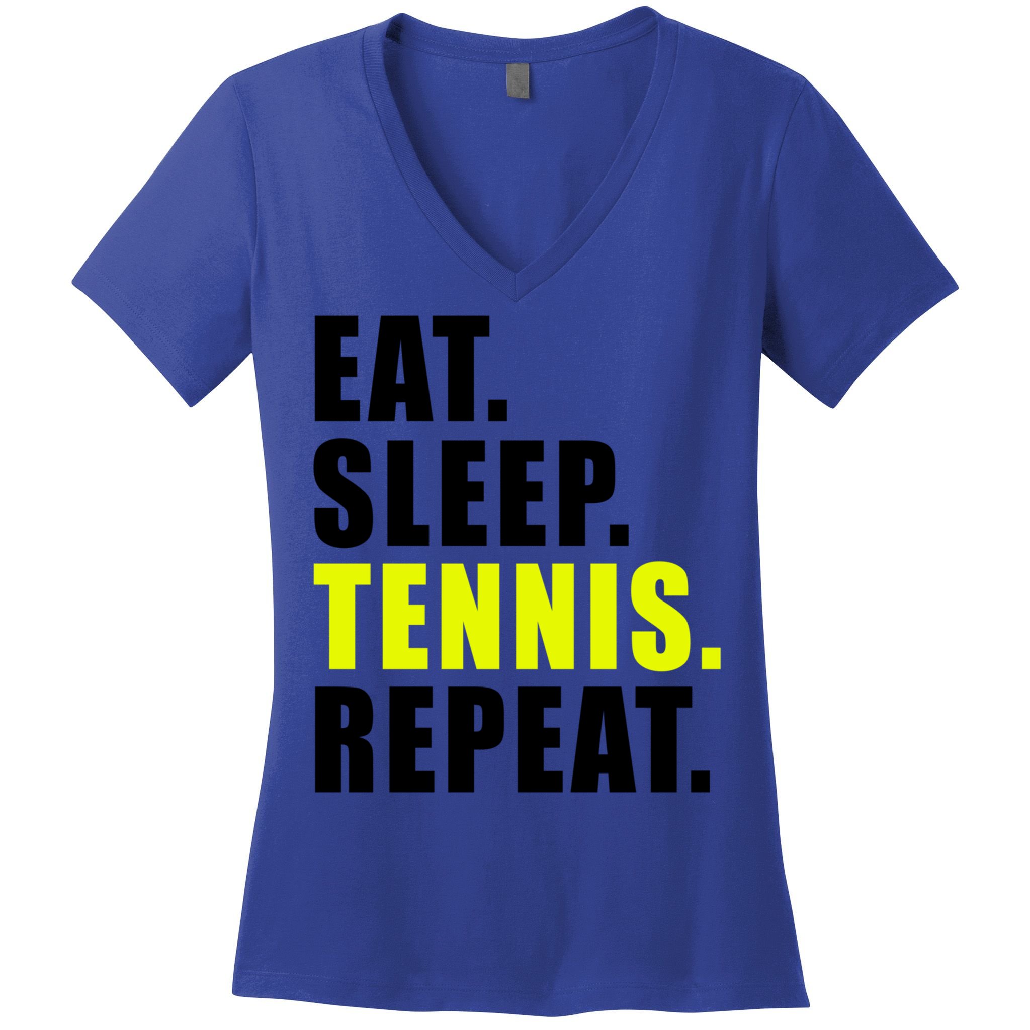 Eat Sleep Tennis Repeat Ball Sport Gift Women's V-Neck T-Shirt