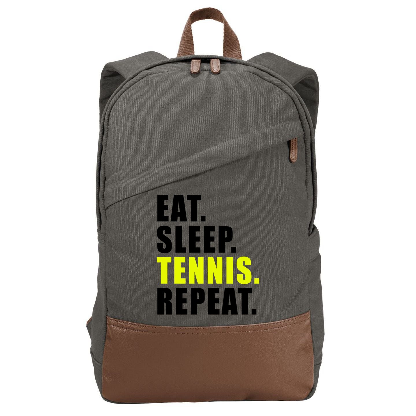 Eat Sleep Tennis Repeat Ball Sport Gift Cotton Canvas Backpack