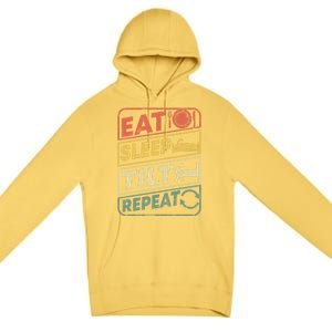 Eat Sleep Tilt Repeat Retro Game Lover Design Arcade Pinball Gift Premium Pullover Hoodie