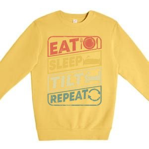 Eat Sleep Tilt Repeat Retro Game Lover Design Arcade Pinball Gift Premium Crewneck Sweatshirt