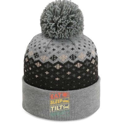 Eat Sleep Tilt Repeat Retro Game Lover Design Arcade Pinball Gift The Baniff Cuffed Pom Beanie