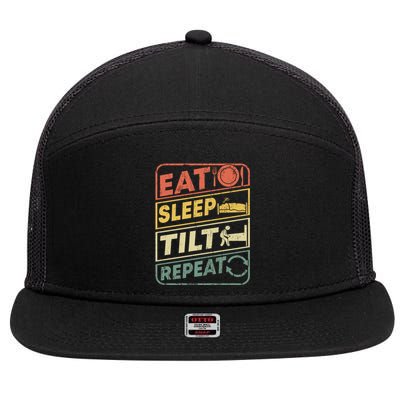 Eat Sleep Tilt Repeat Retro Game Lover Design Arcade Pinball Gift 7 Panel Mesh Trucker Snapback Hat