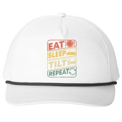 Eat Sleep Tilt Repeat Retro Game Lover Design Arcade Pinball Gift Snapback Five-Panel Rope Hat