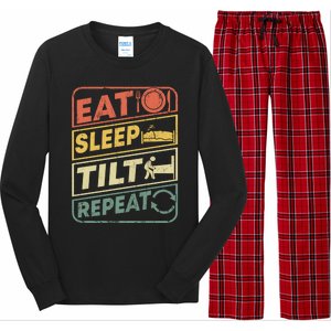 Eat Sleep Tilt Repeat Retro Game Lover Design Arcade Pinball Gift Long Sleeve Pajama Set