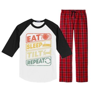 Eat Sleep Tilt Repeat Retro Game Lover Design Arcade Pinball Gift Raglan Sleeve Pajama Set