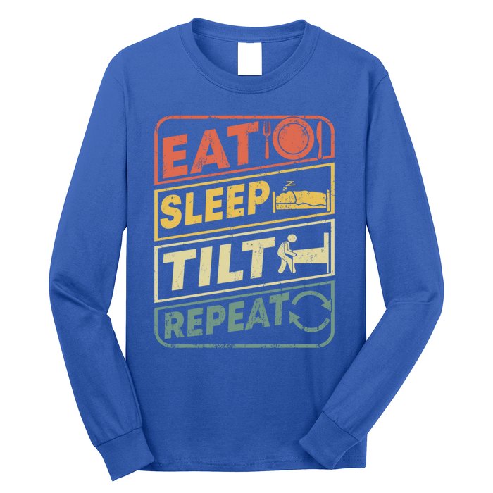 Eat Sleep Tilt Repeat Retro Game Lover Design Arcade Pinball Gift Long Sleeve Shirt