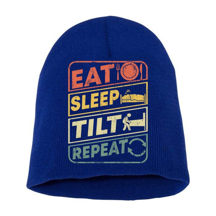 Eat Sleep Tilt Repeat Retro Game Lover Design Arcade Pinball Gift Short Acrylic Beanie