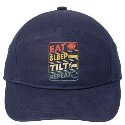 Eat Sleep Tilt Repeat Retro Game Lover Design Arcade Pinball Gift 7-Panel Snapback Hat