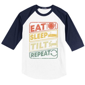 Eat Sleep Tilt Repeat Retro Game Lover Design Arcade Pinball Gift Baseball Sleeve Shirt