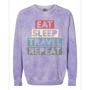 Eat Sleep Travel Beach Vacation Family Weekend Getaway Cool Gift Colorblast Crewneck Sweatshirt