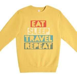 Eat Sleep Travel Beach Vacation Family Weekend Getaway Cool Gift Premium Crewneck Sweatshirt