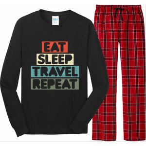 Eat Sleep Travel Beach Vacation Family Weekend Getaway Cool Gift Long Sleeve Pajama Set