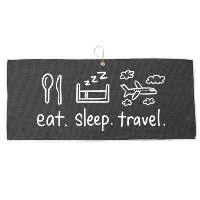 Eat Sleep Travel And Gift Large Microfiber Waffle Golf Towel